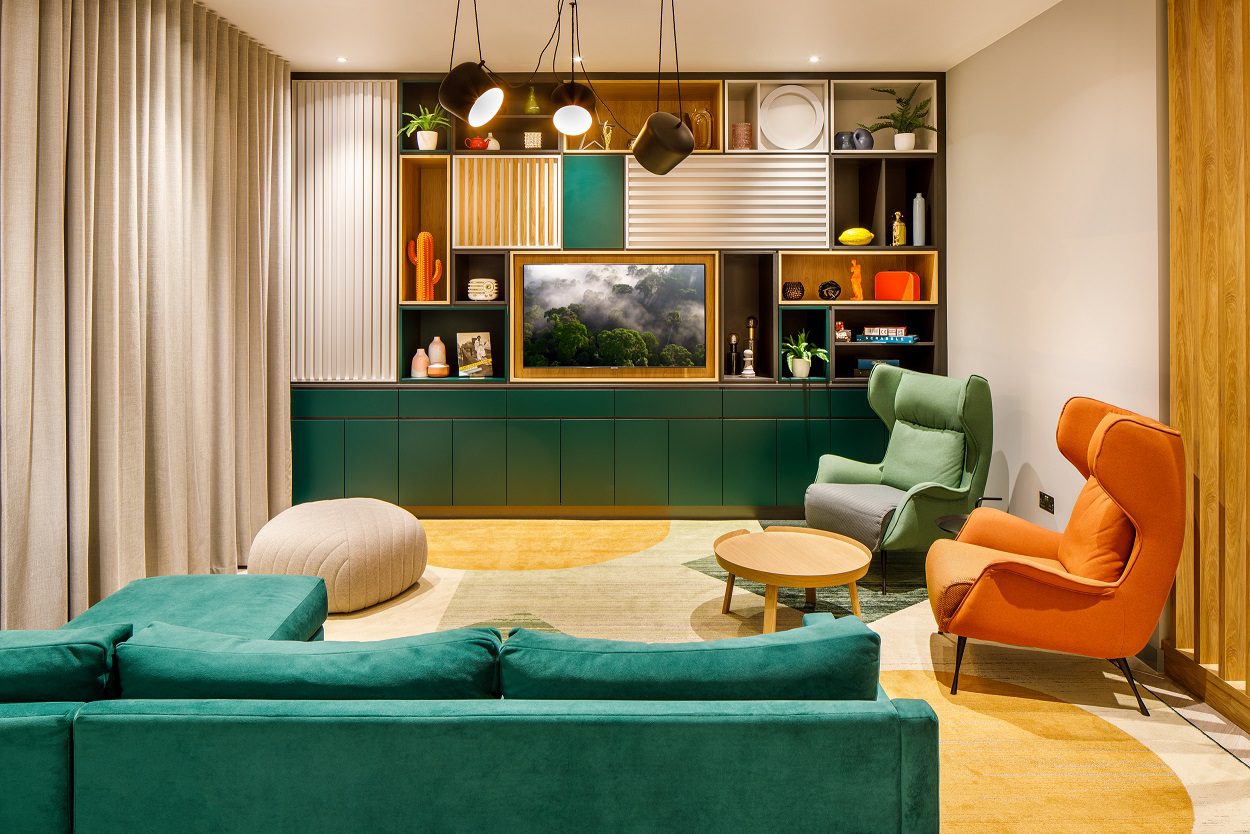 Our entertaining media lounge, offering a TV and boardgames.